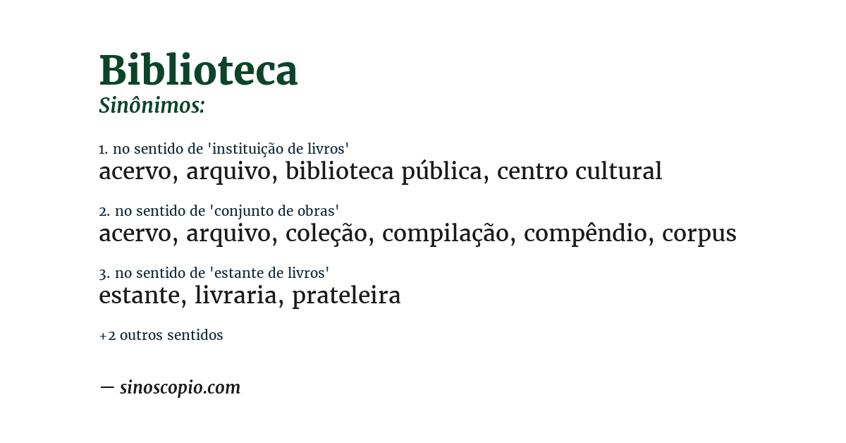 Sinônimo de biblioteca