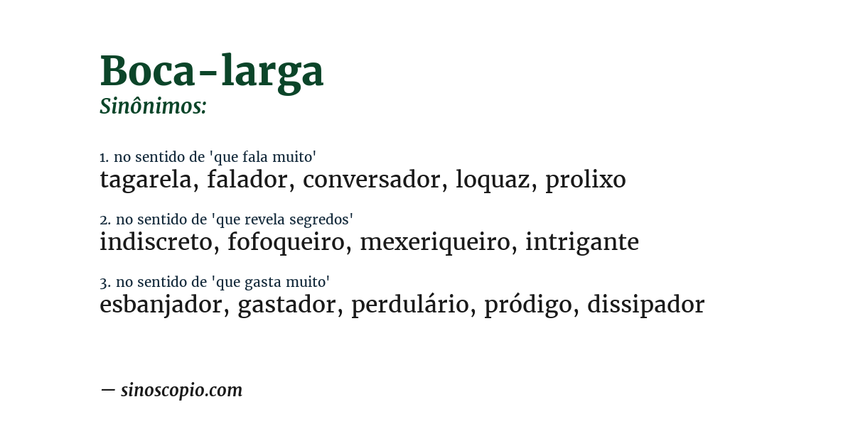 Sinônimo de boca-larga