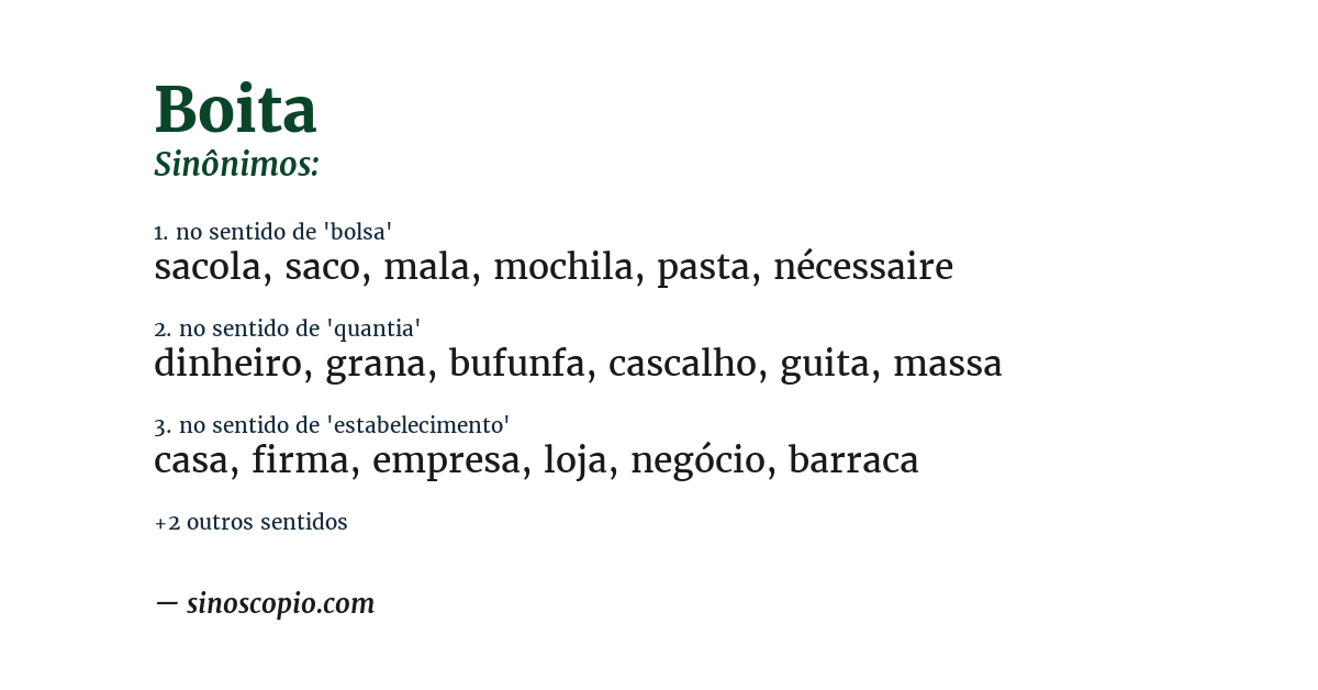 Sinônimo de boita