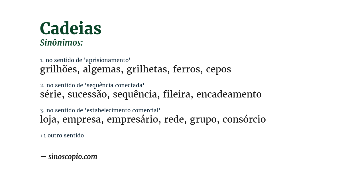 Sinônimo de cadeias