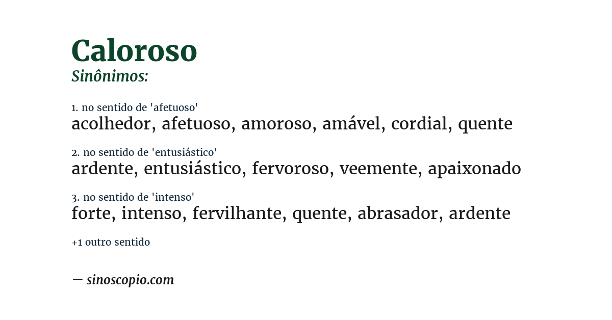 Sinônimo de caloroso