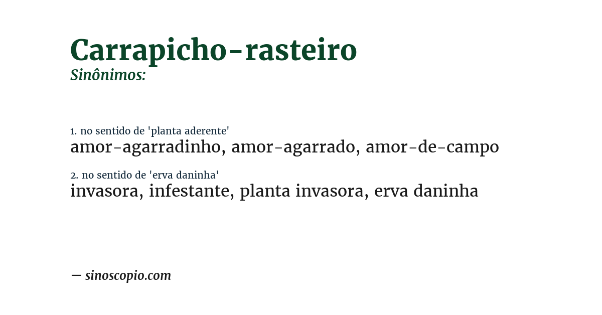 Sinônimo de carrapicho-rasteiro