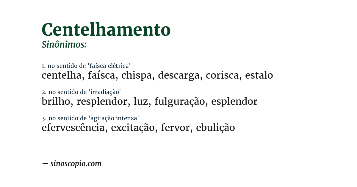 Sinônimo de centelhamento