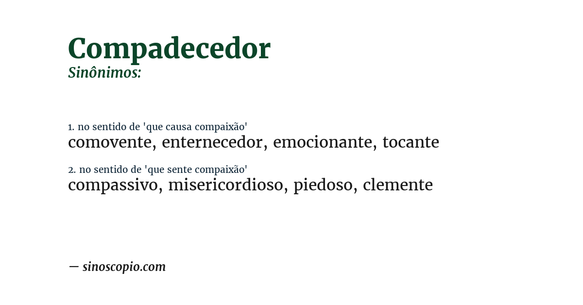 Sinônimo de compadecedor