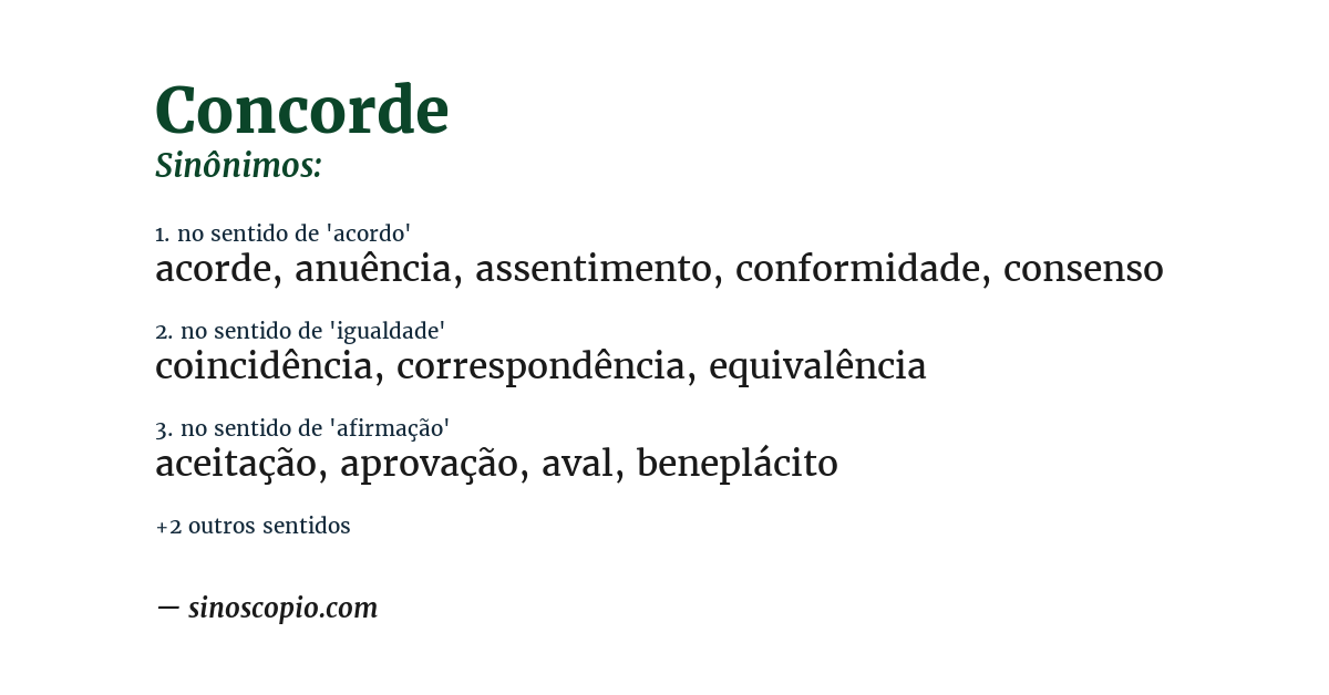 Sinônimo de concorde