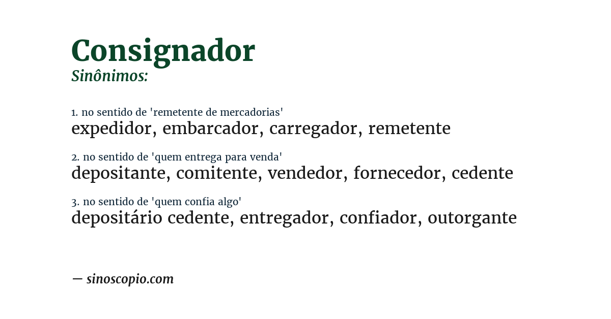 Sinônimo de consignador