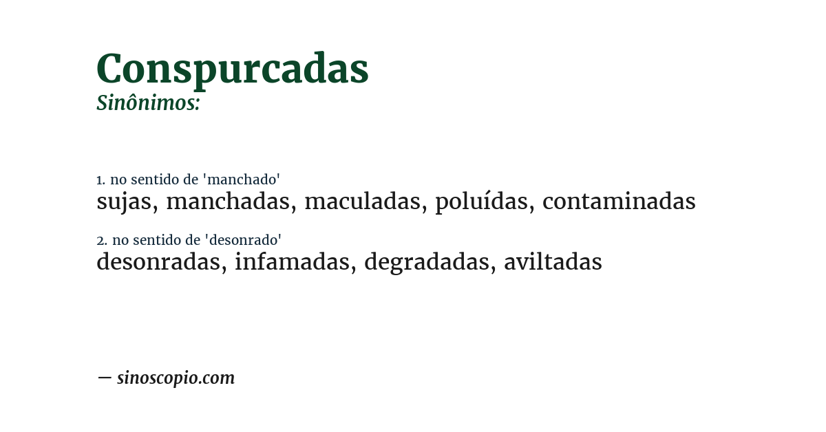 Sinônimo de conspurcadas