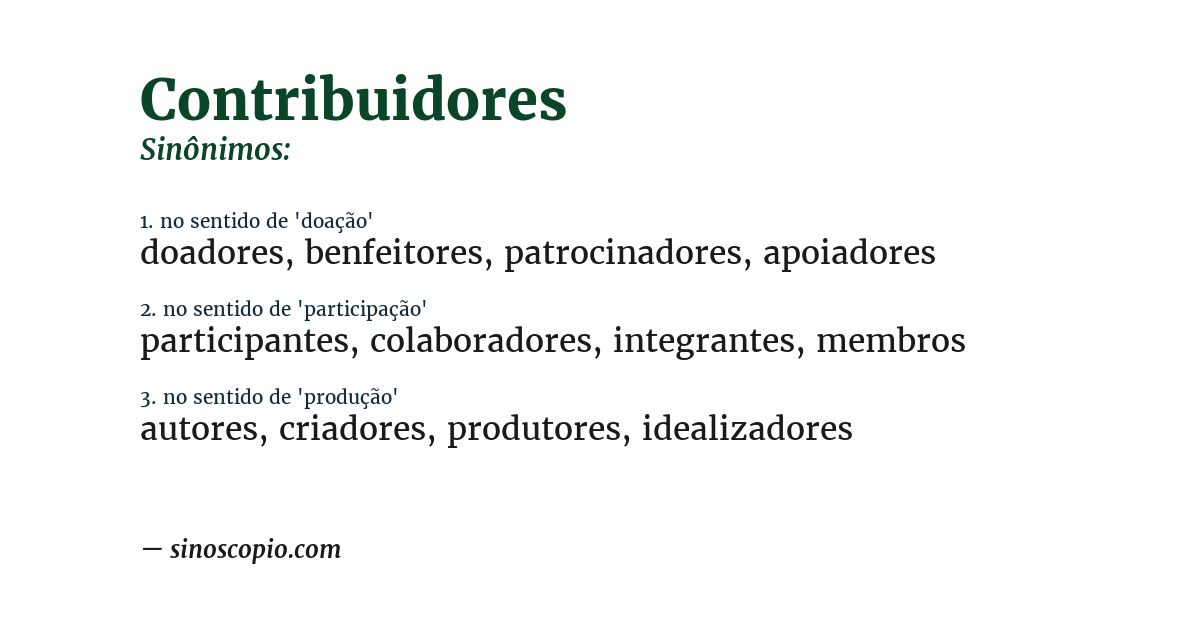 Sinônimo de contribuidores
