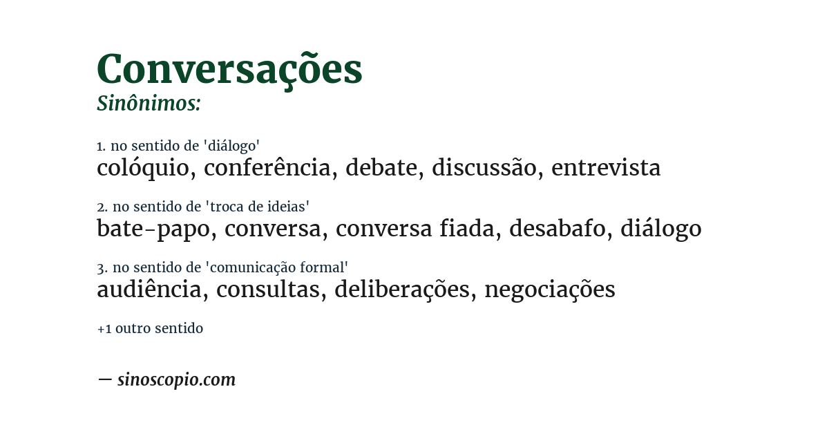 Sinônimo de conversações