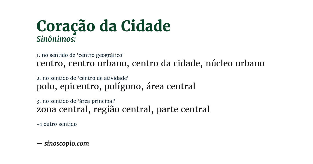 Sinônimo de coração da cidade