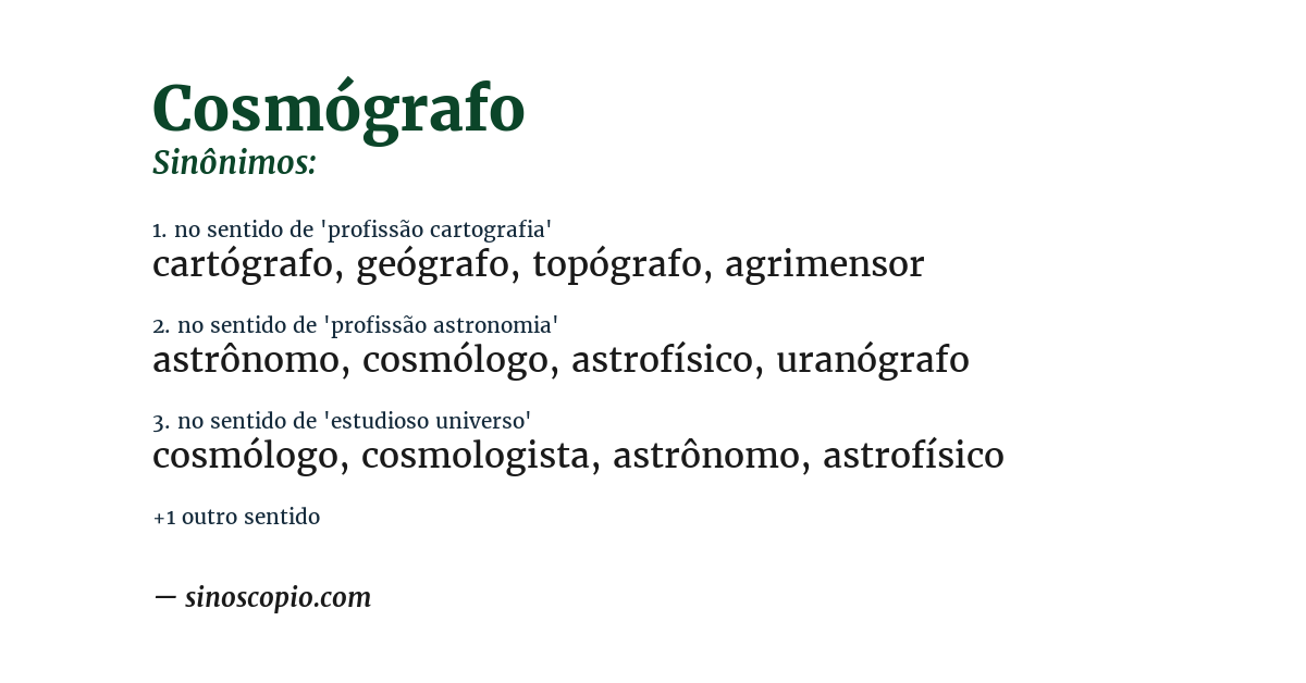 Sinônimo de cosmógrafo
