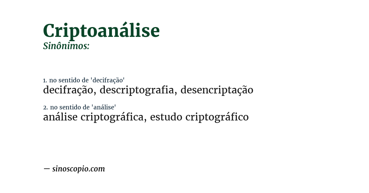 Sinônimo de criptoanálise