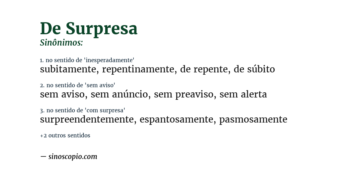 Sinônimo de de surpresa