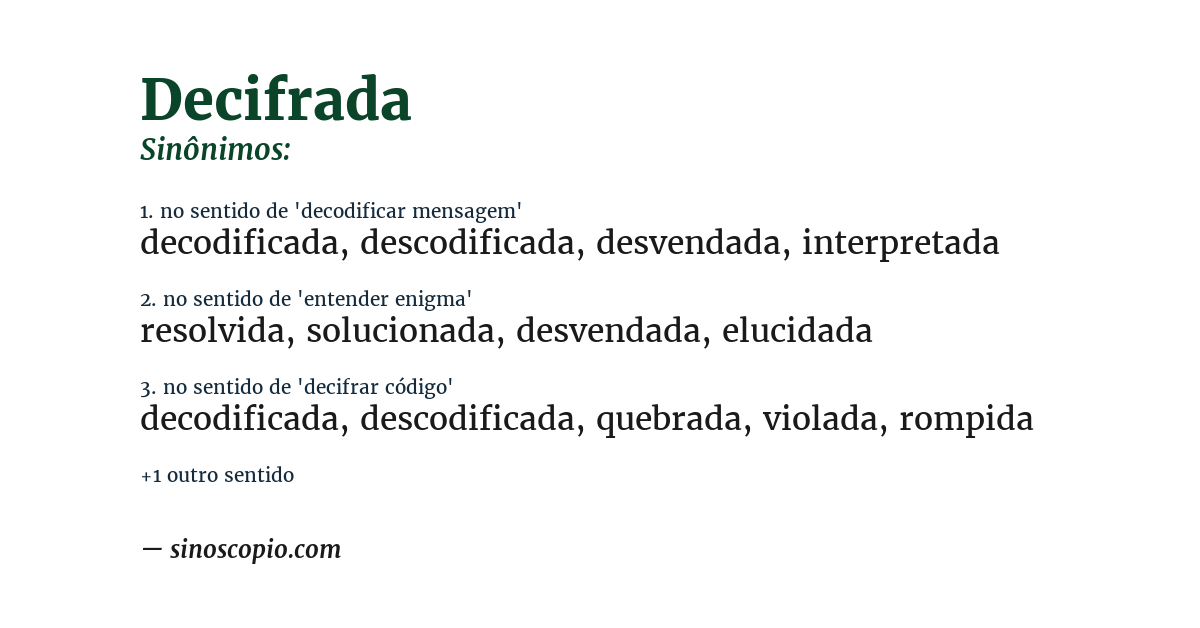 Sinônimo de decifrada