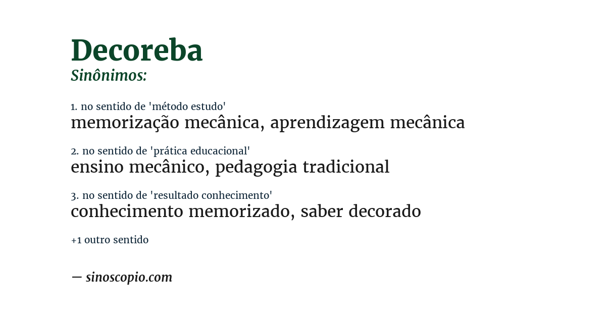 Sinônimo de decoreba
