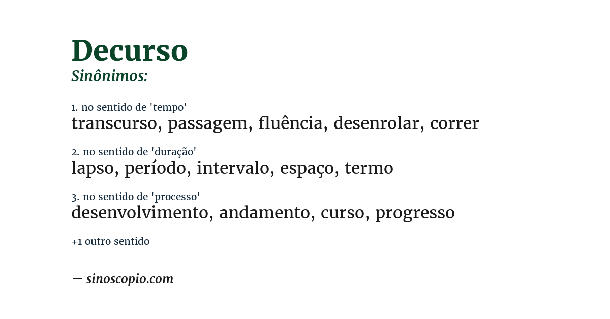 Sinônimo de decurso
