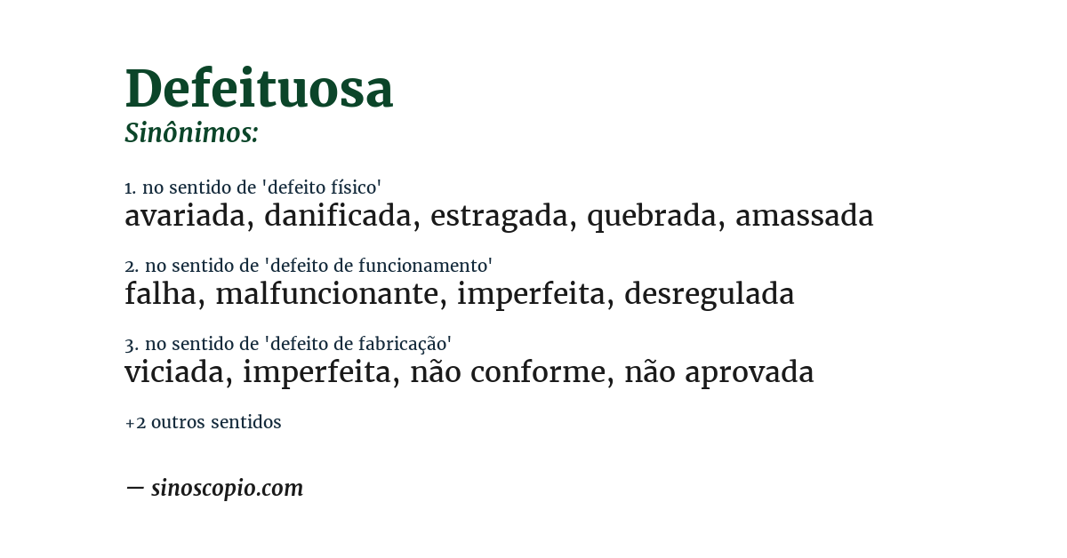 Sinônimo de defeituosa