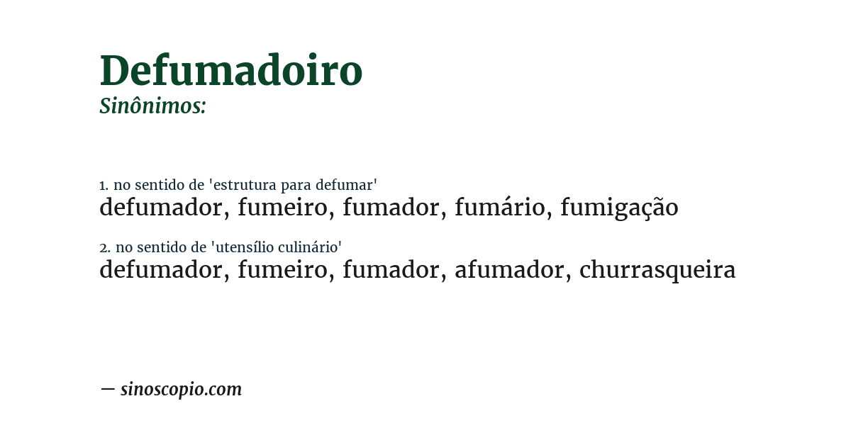 Sinônimo de defumadoiro