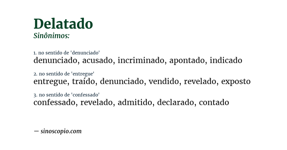 Sinônimo de delatado