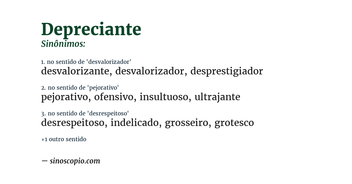 Sinônimo de depreciante