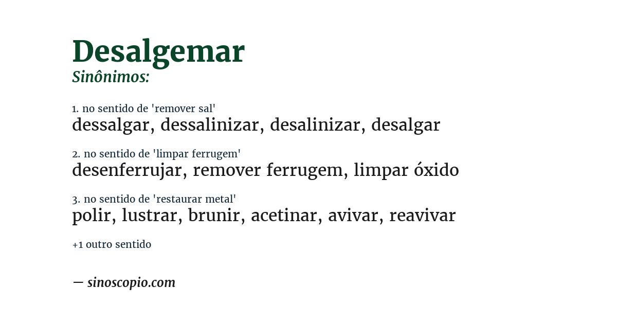 Sinônimo de desalgemar