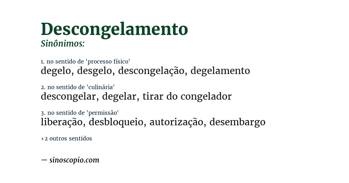Sinônimo de descongelamento