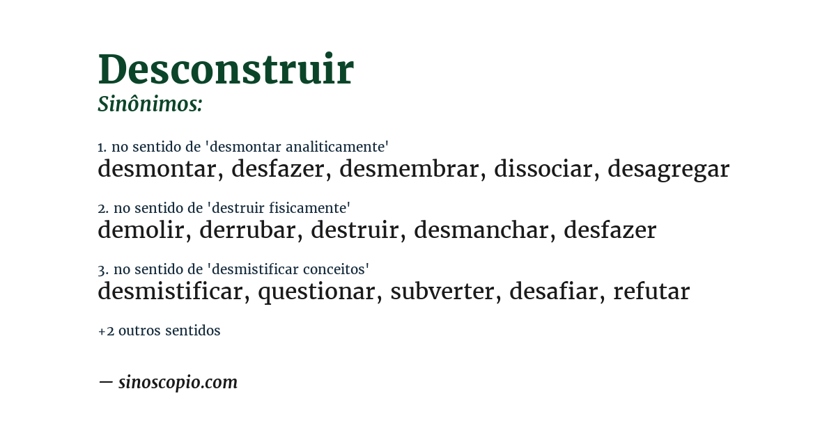 Sinônimo de desconstruir