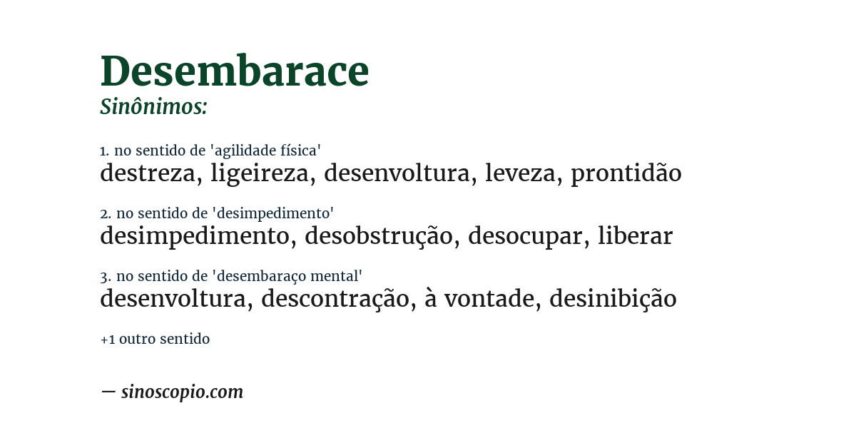 Sinônimo de desembarace