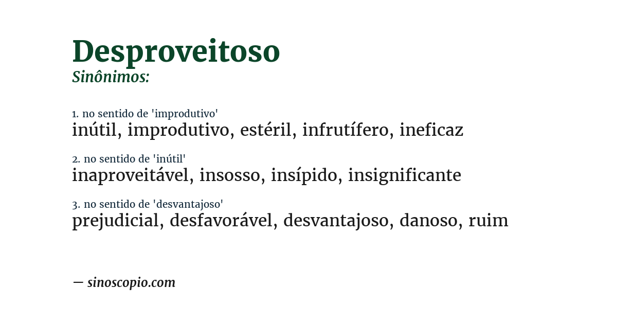 Sinônimo de desproveitoso