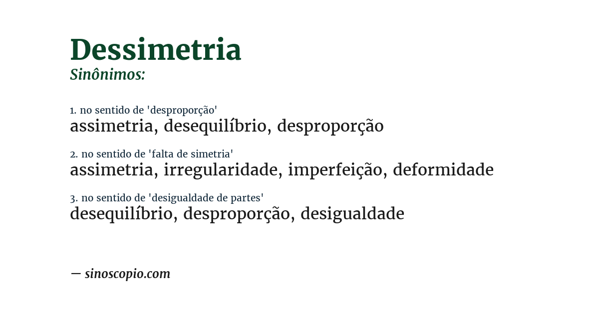 Sinônimo de dessimetria