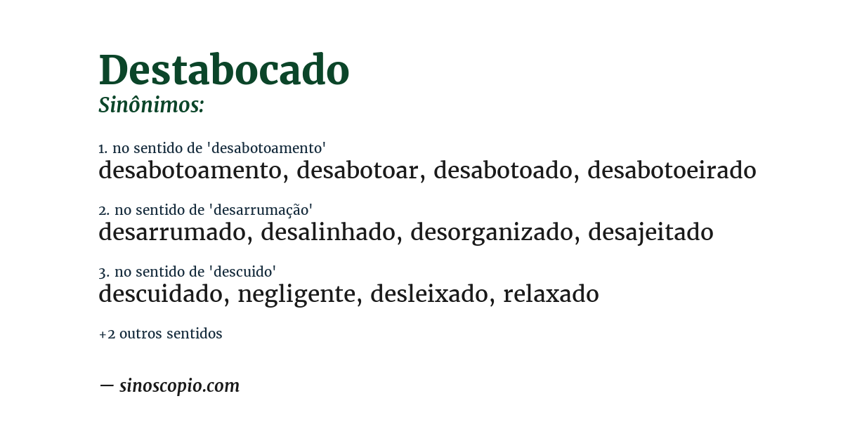 Sinônimo de destabocado