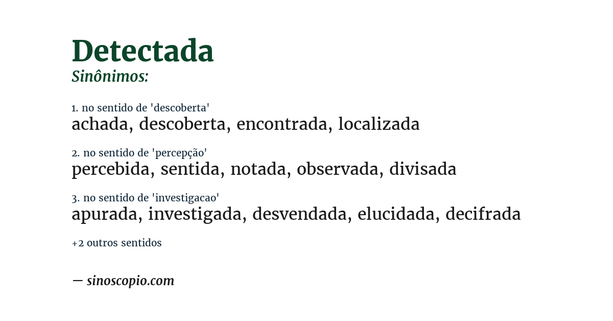 Sinônimo de detectada