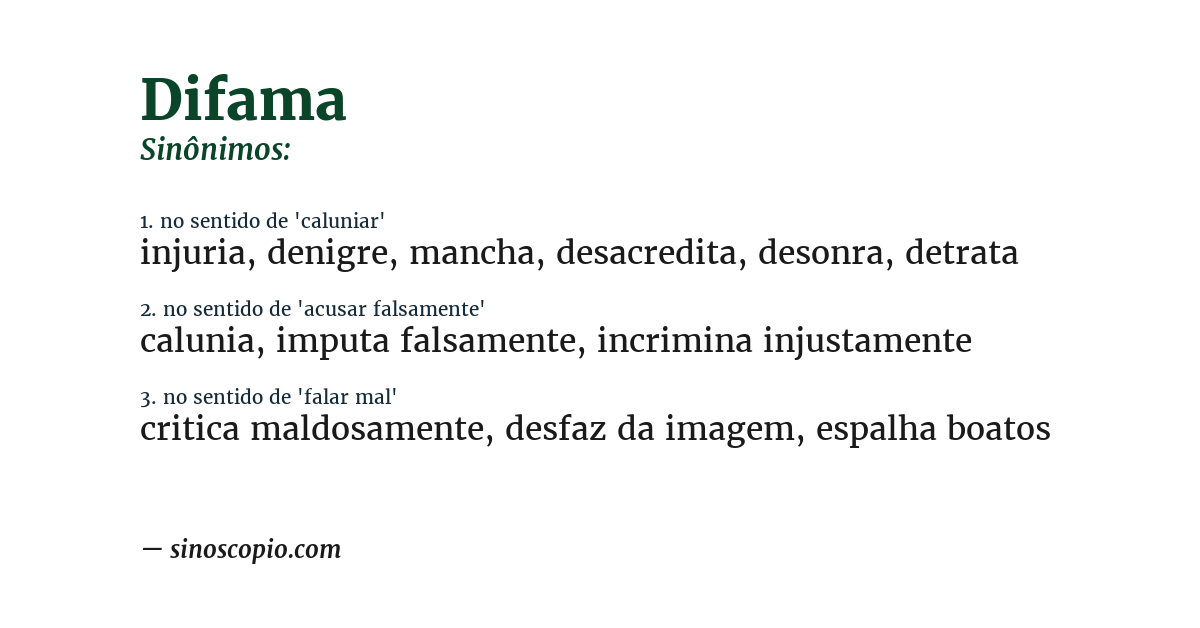 Sinônimo de difama