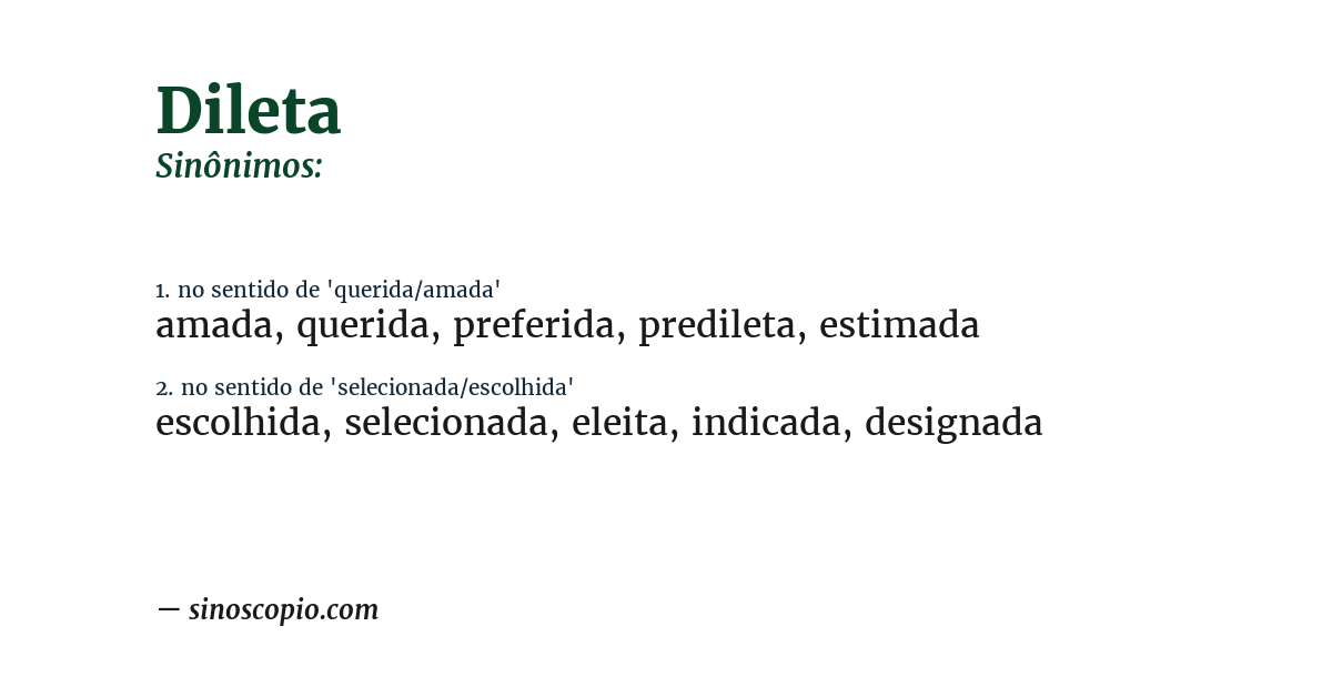 Sinônimo de dileta