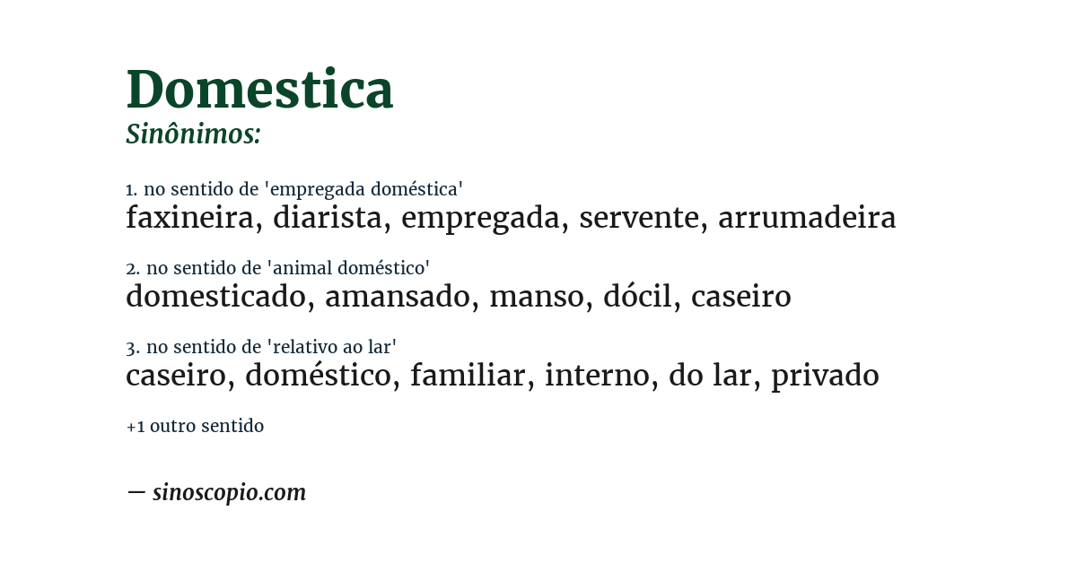 Sinônimo de domestica