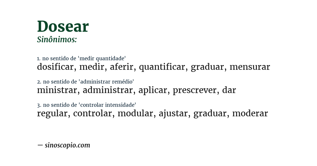 Sinônimo de dosear