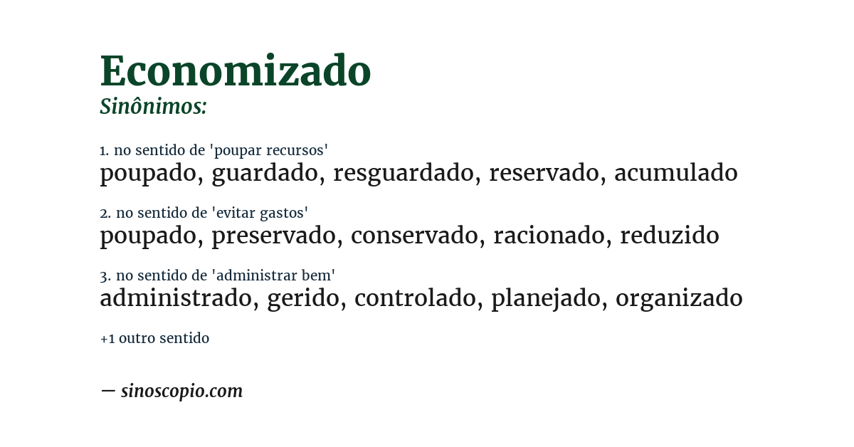 Sinônimo de economizado