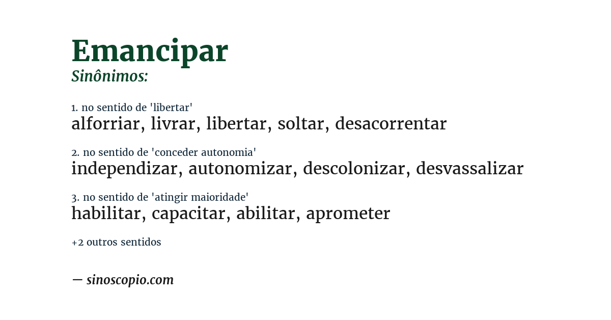 Sinônimo de emancipar