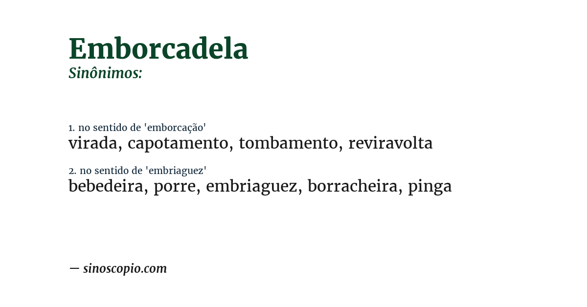 Sinônimo de emborcadela