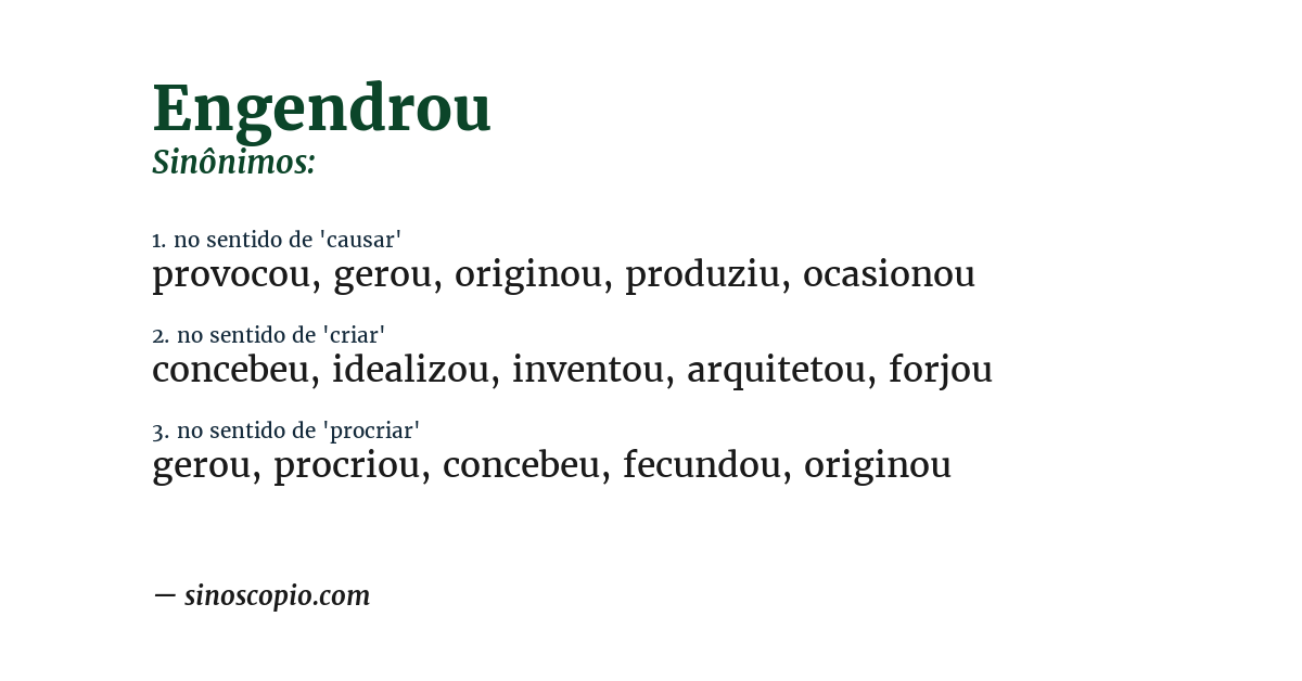 Sinônimo de engendrou