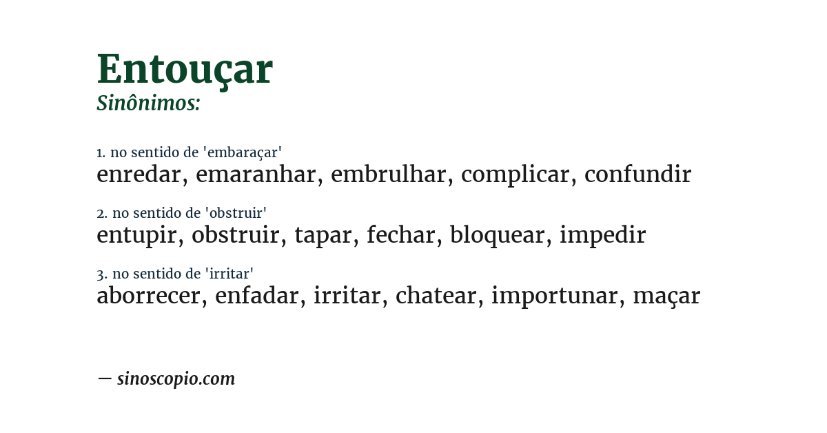 Sinônimo de entouçar
