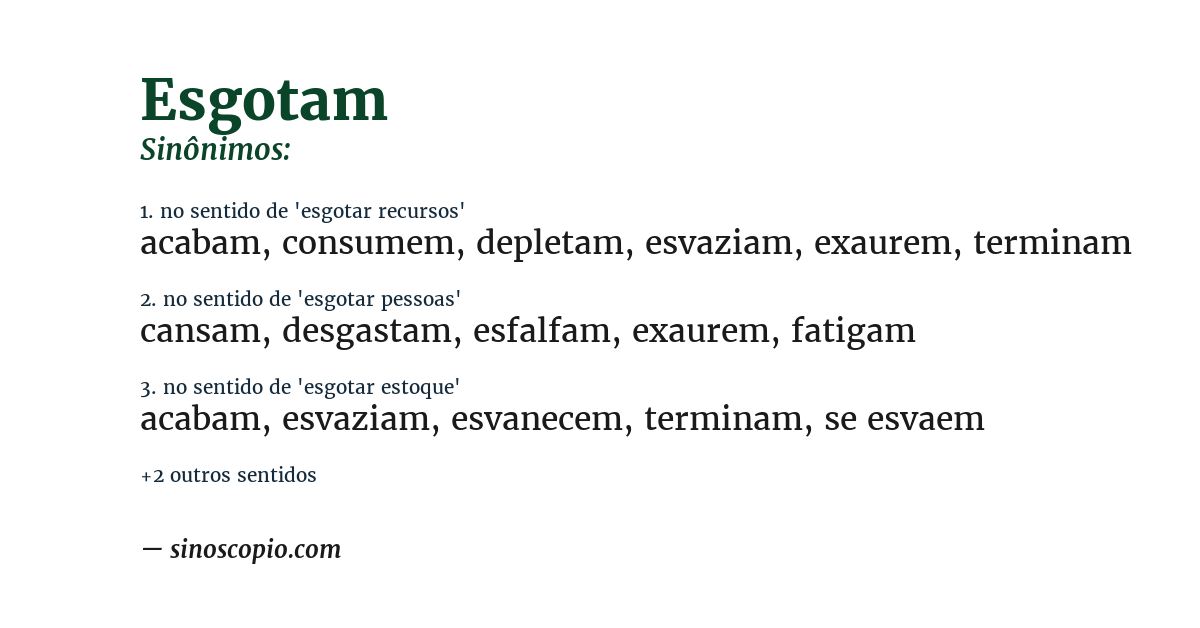 Sinônimo de esgotam