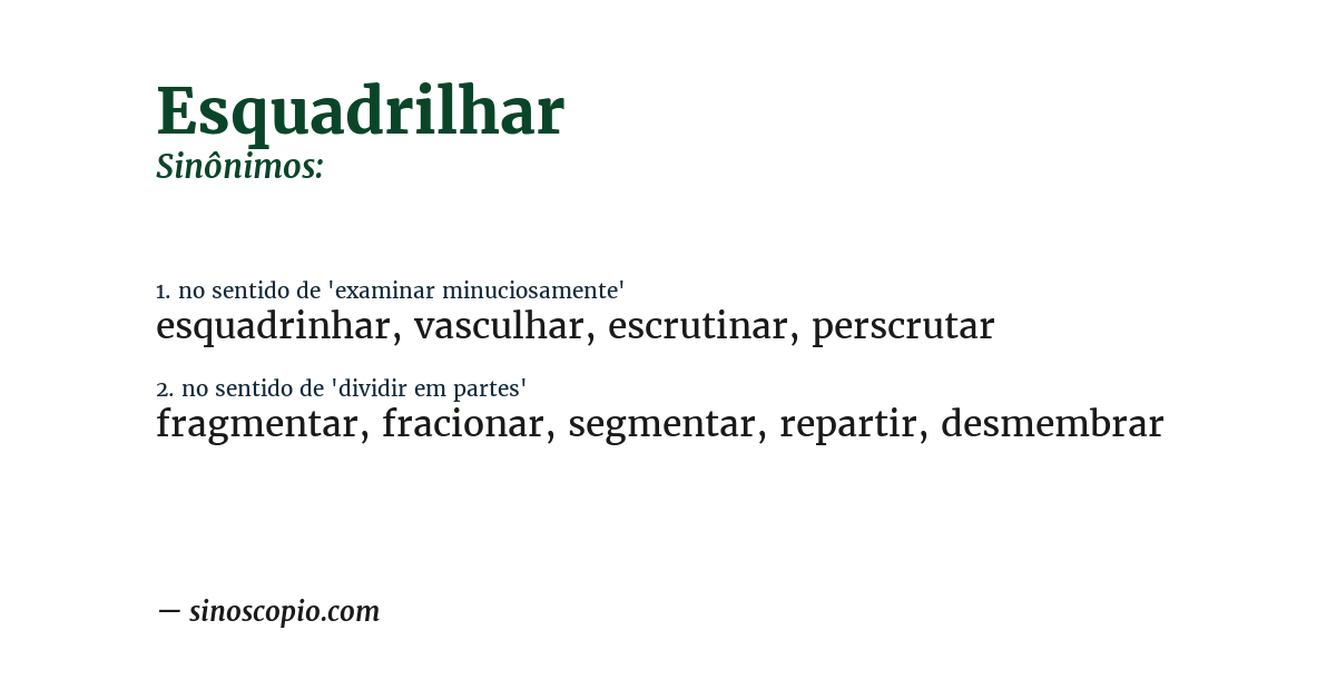 Sinônimo de esquadrilhar