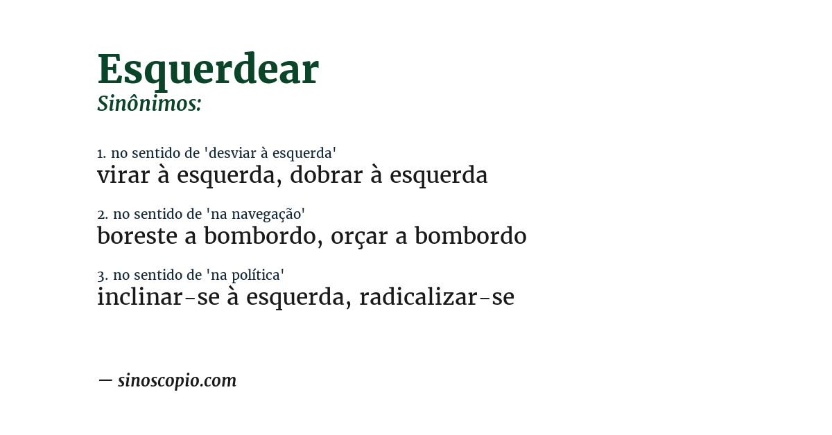 Sinônimo de esquerdear