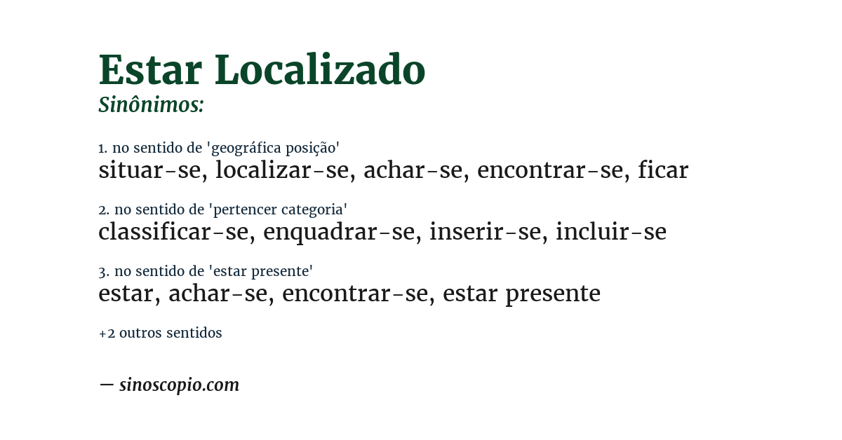 Sinônimo de estar localizado