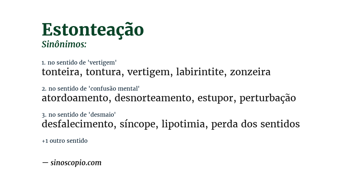 Sinônimo de estonteação