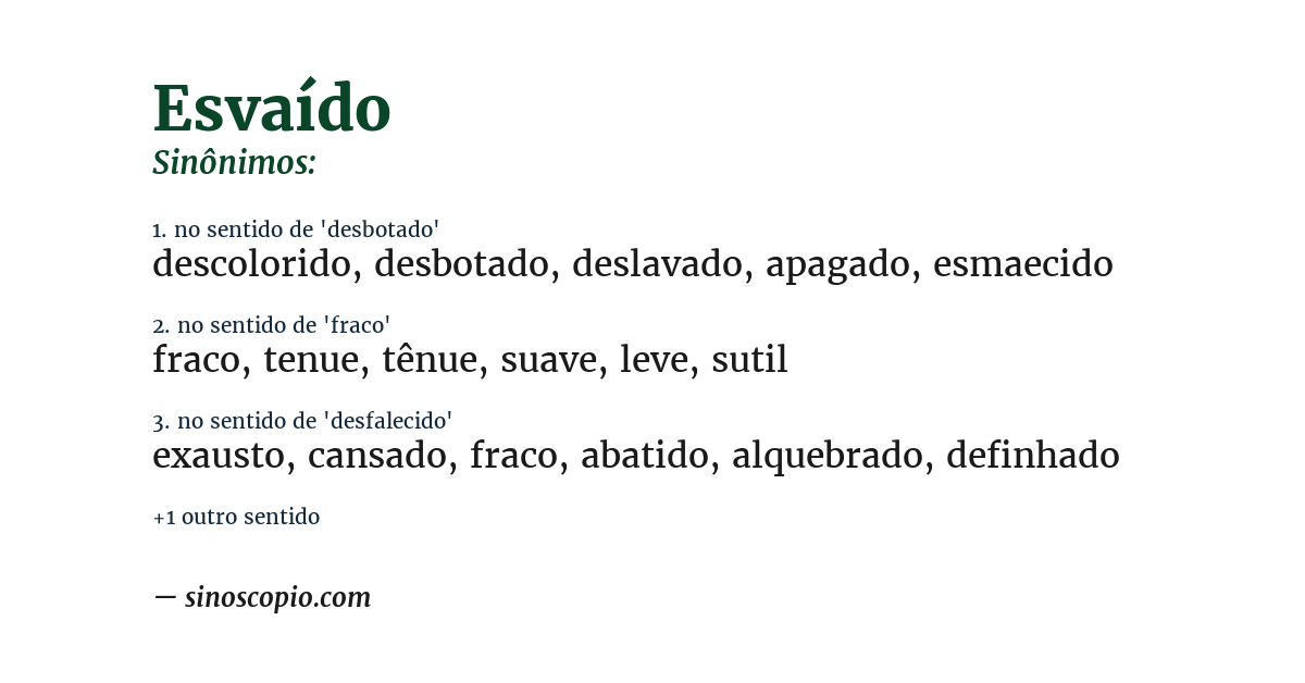 Sinônimo de esvaído