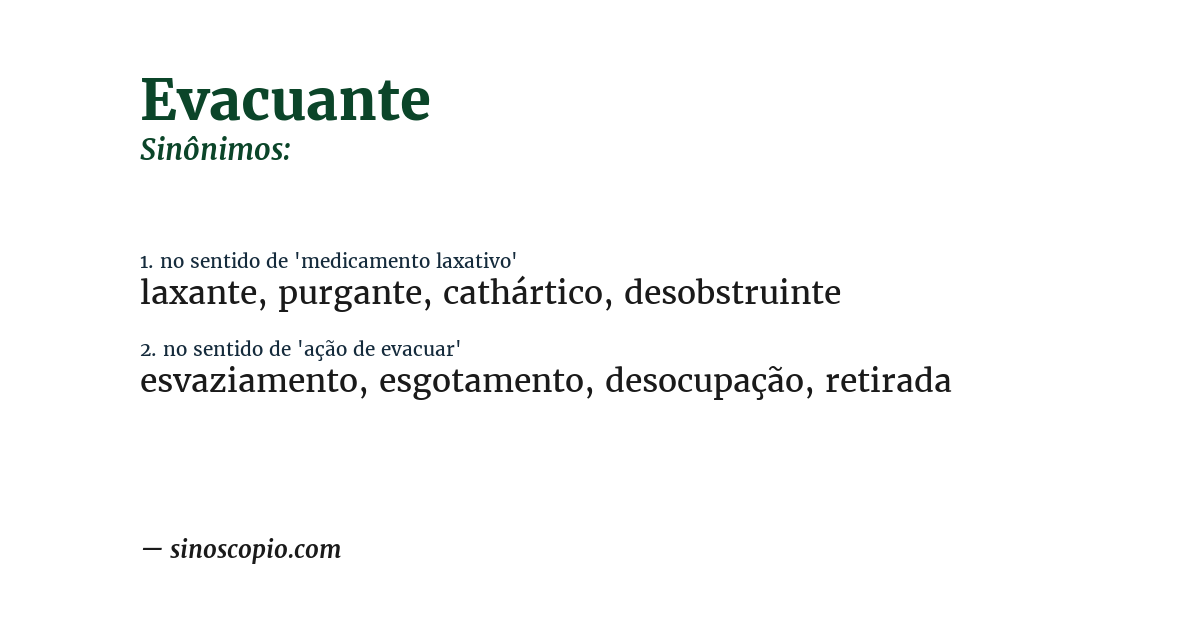 Sinônimo de evacuante