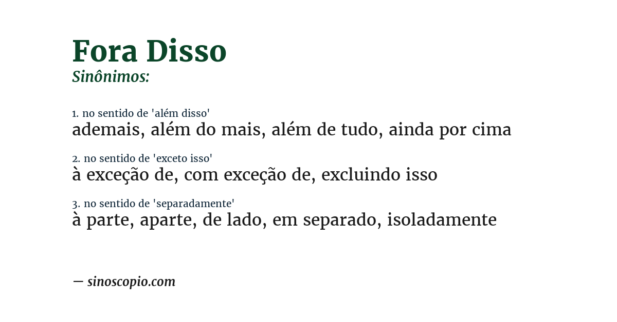Sinônimo de fora disso