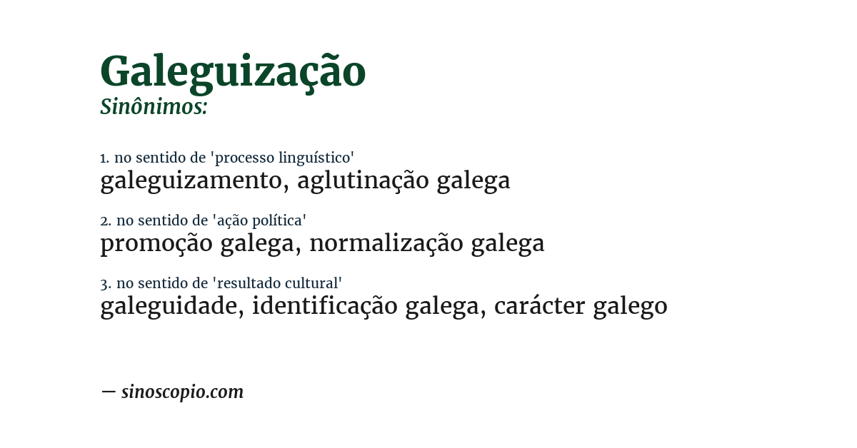 Sinônimo de galeguização
